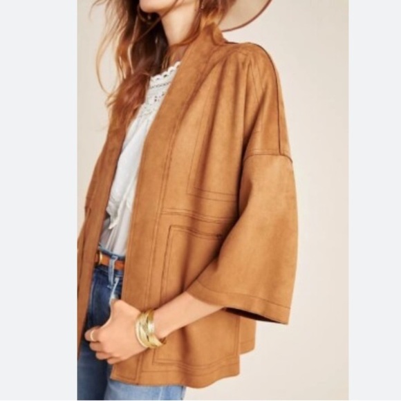 Anthropologie Scarlett Sueded Kimono Jacket NWT Bronze Brown - Picture 11 of 11